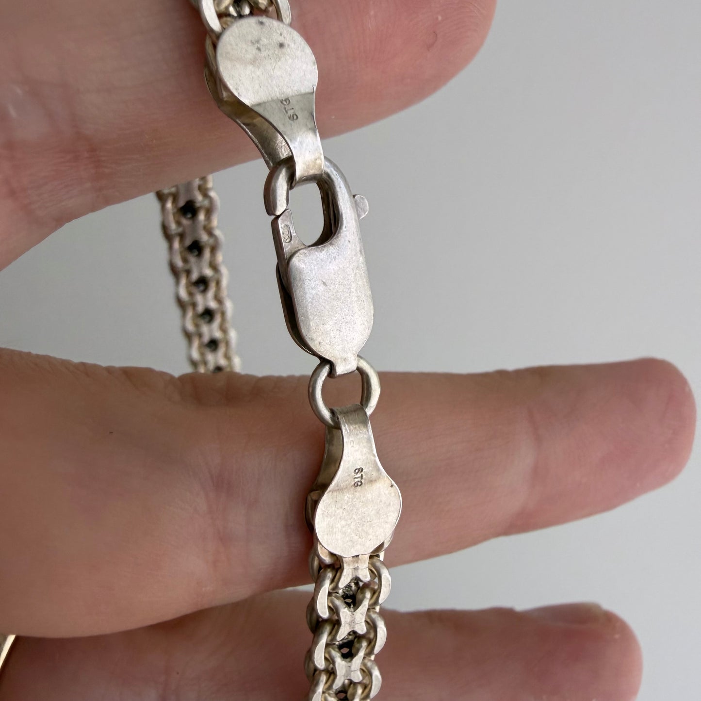 reimagined V I N T A G E // craft and crafty / re-worked sterling silver flat woven chain necklace / 20.5", 28.3g