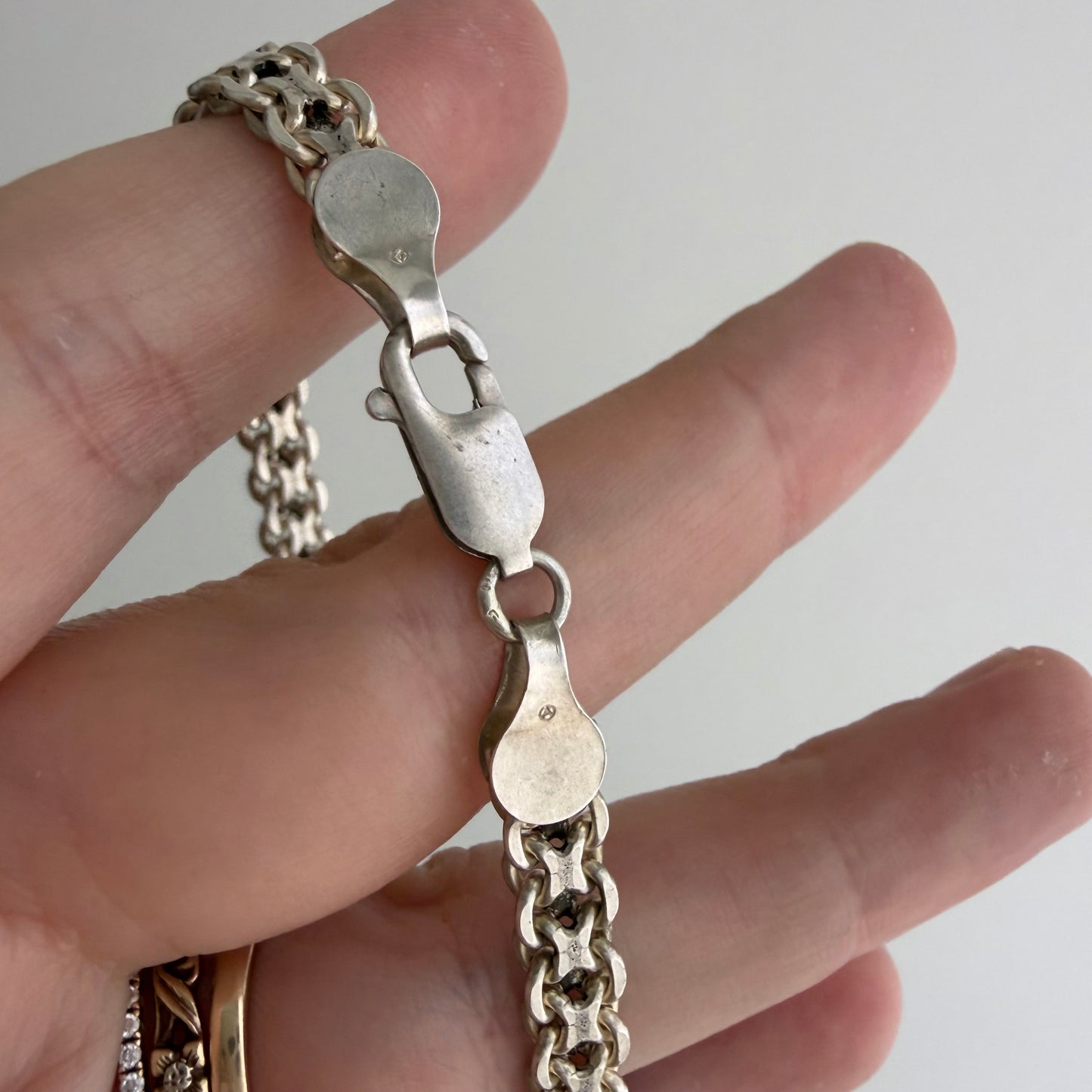 reimagined V I N T A G E // craft and crafty / re-worked sterling silver flat woven chain necklace / 20.5", 28.3g