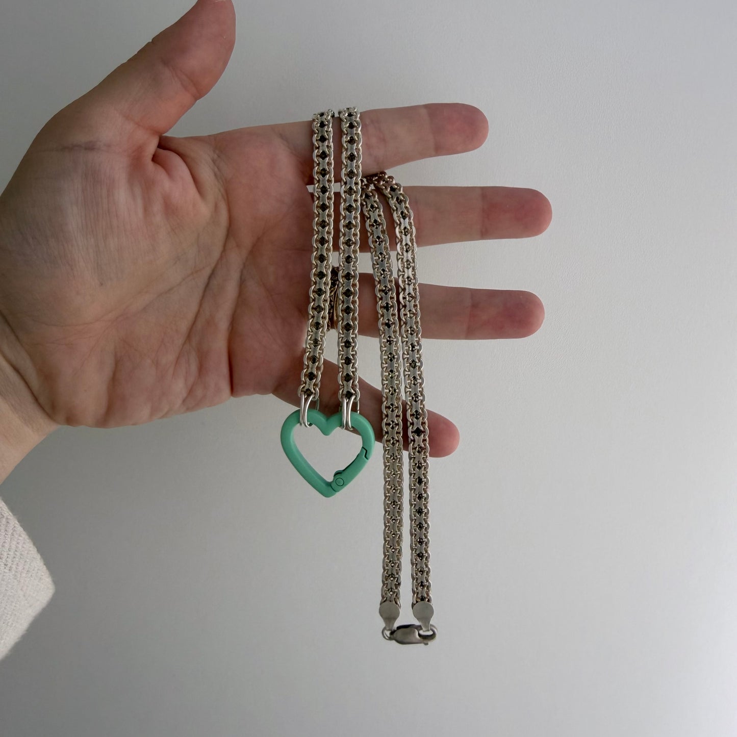 reimagined V I N T A G E // craft and crafty / re-worked sterling silver flat woven chain necklace / 20.5", 28.3g