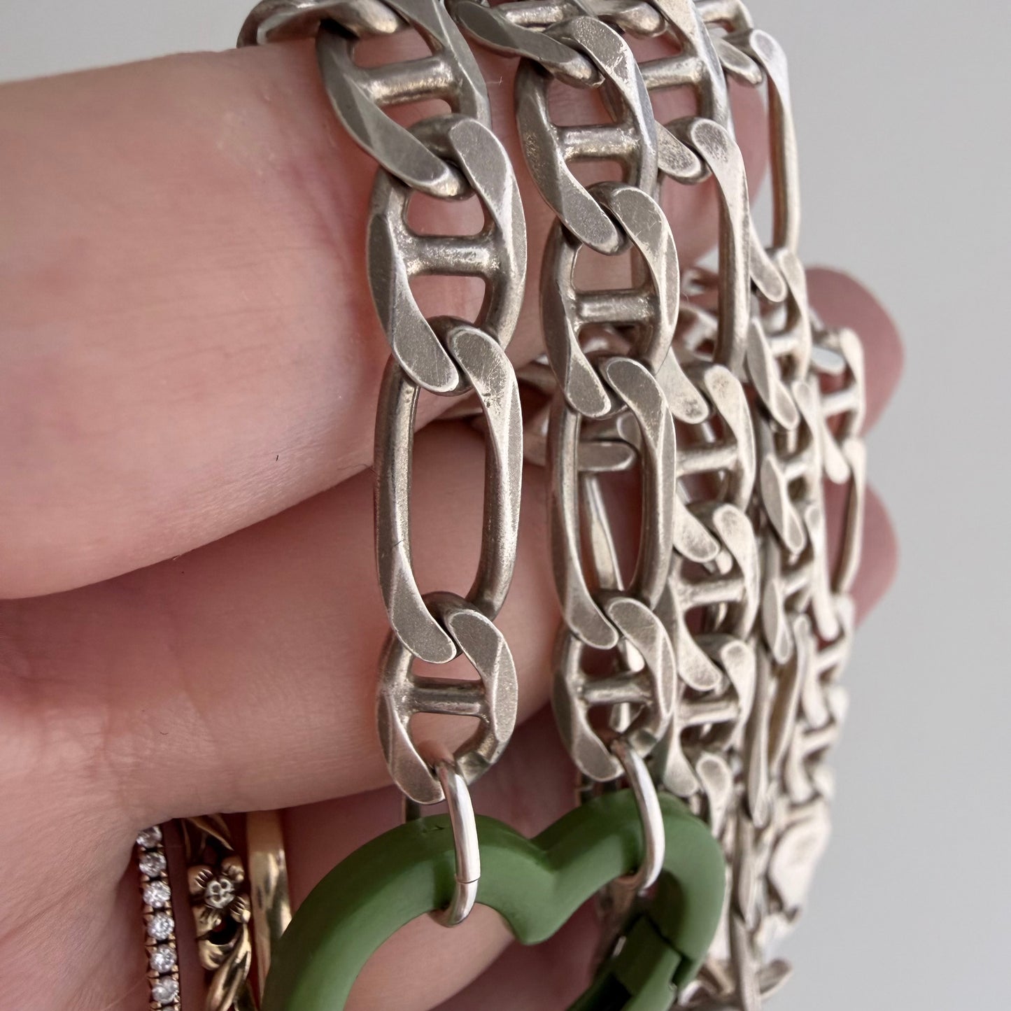 reimagined V I N T A G E // craft and crafty / re-worked sterling silver flat figamariner chain necklace / 22.5", 26.7g