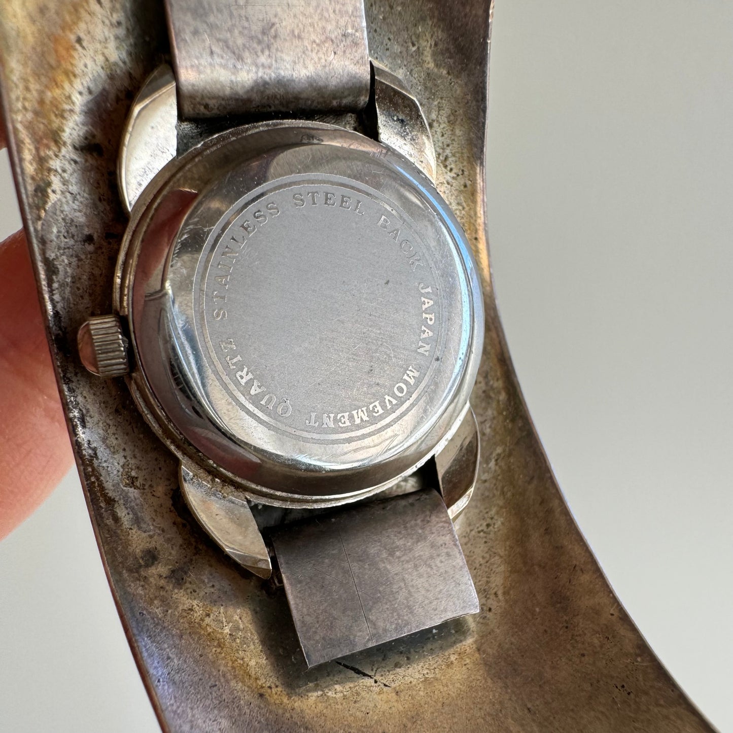 V I N T A G E // symbols of time / sterling silver cuff bracelet watch / 6.25", 49.7g