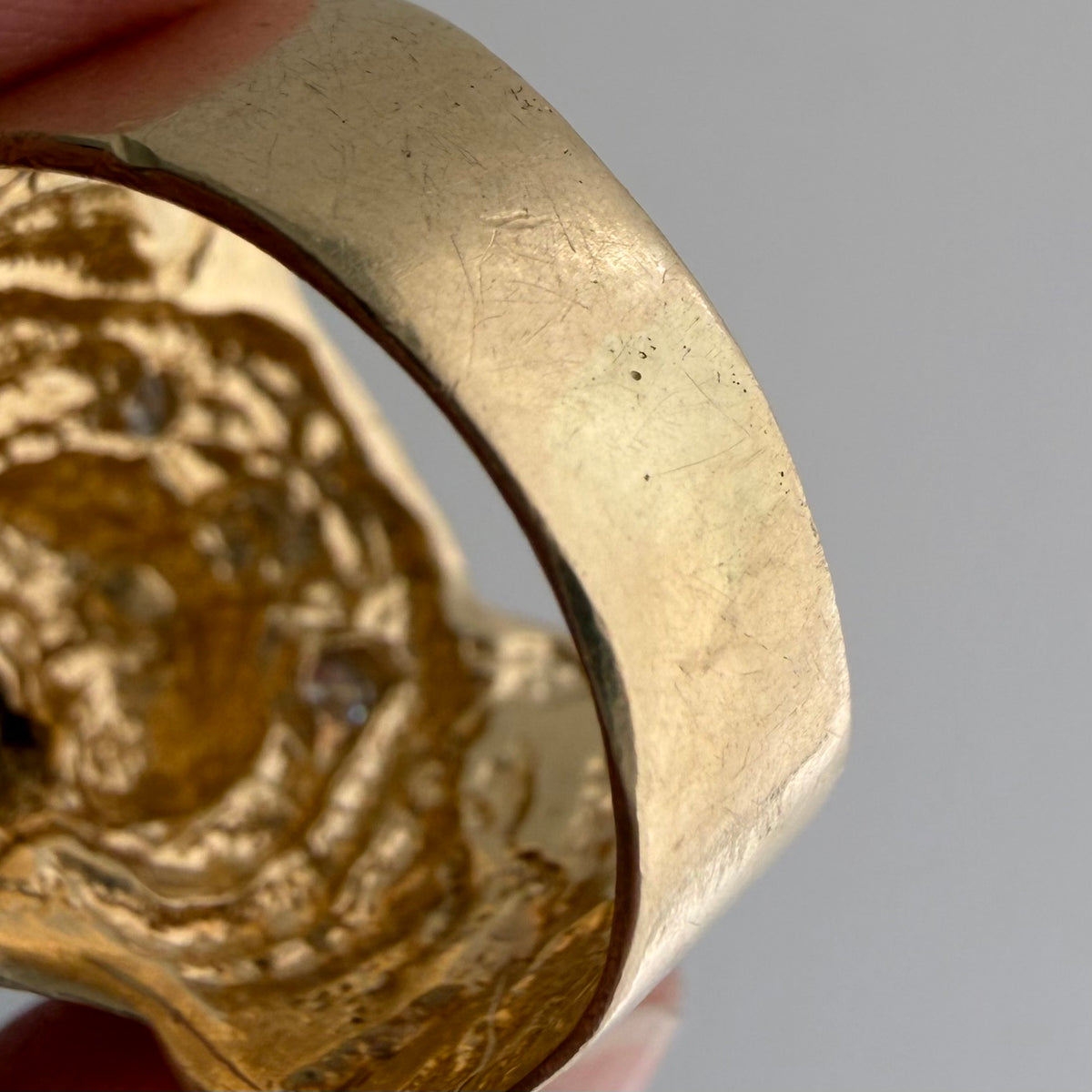 reworked V I N T A G E // a tiger's treat / 14k tiger face with new natural diamonds / size 6.5-ish