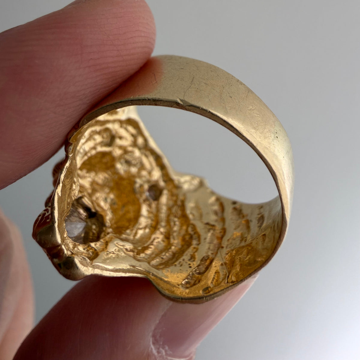 reworked V I N T A G E // a tiger's treat / 14k tiger face with new natural diamonds / size 6.5-ish