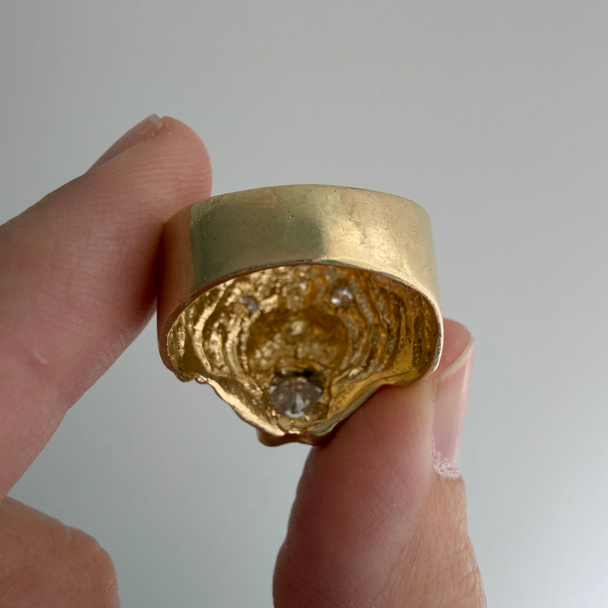reworked V I N T A G E // a tiger's treat / 14k tiger face with new natural diamonds / size 6.5-ish