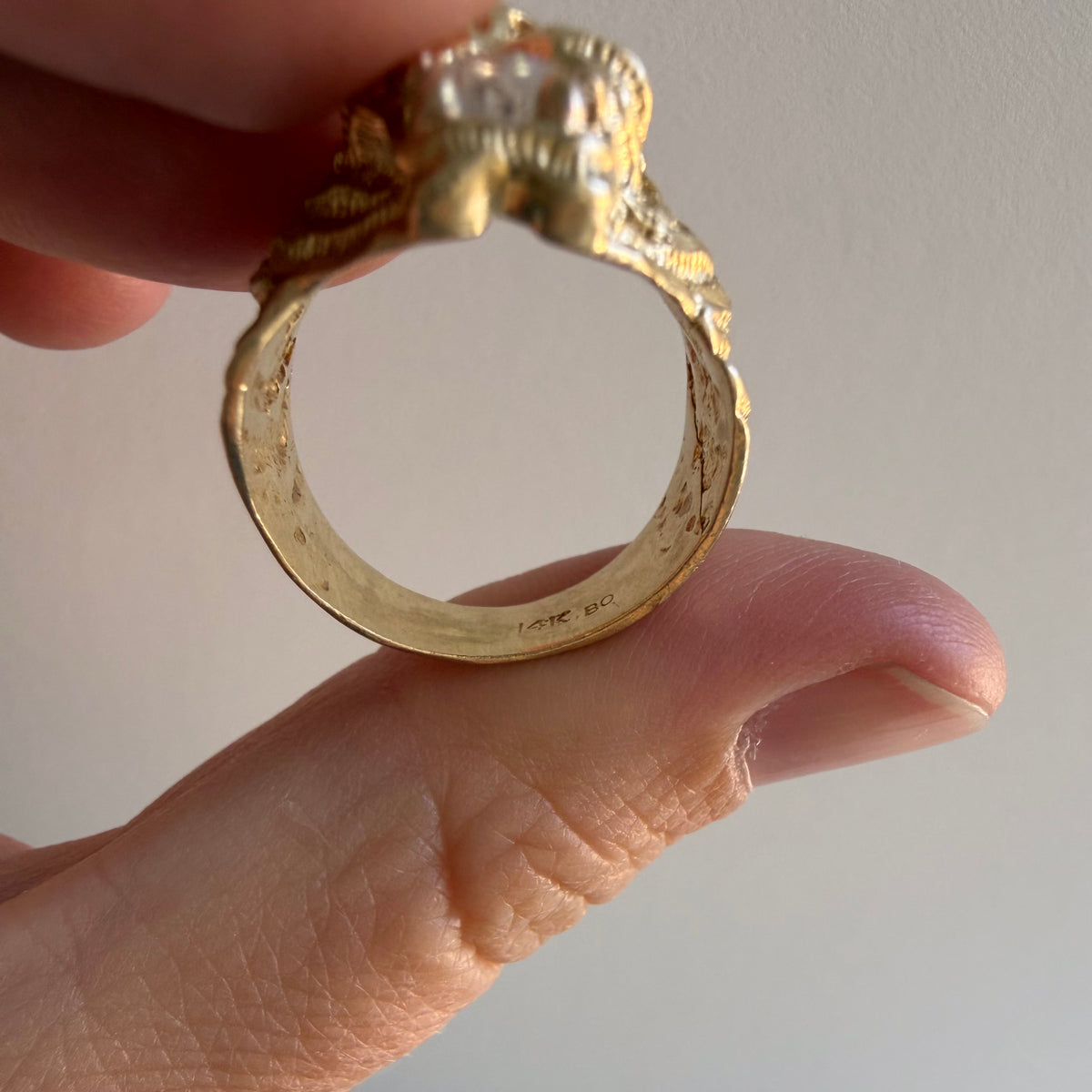 reworked V I N T A G E // a tiger's treat / 14k tiger face with new natural diamonds / size 6.5-ish