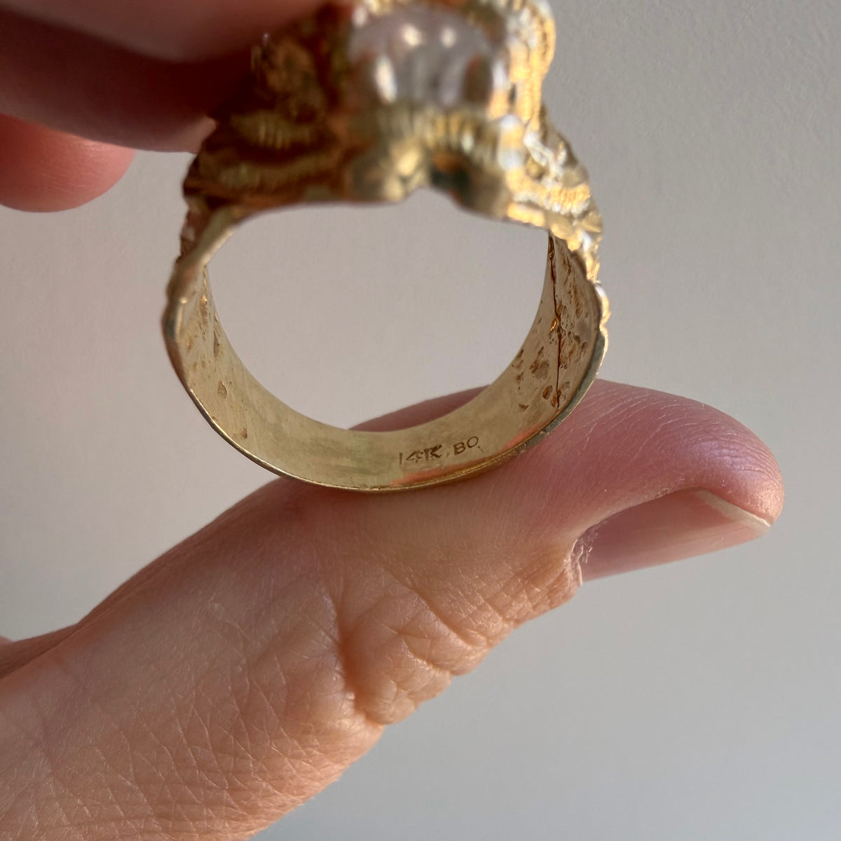 reworked V I N T A G E // a tiger's treat / 14k tiger face with new natural diamonds / size 6.5-ish