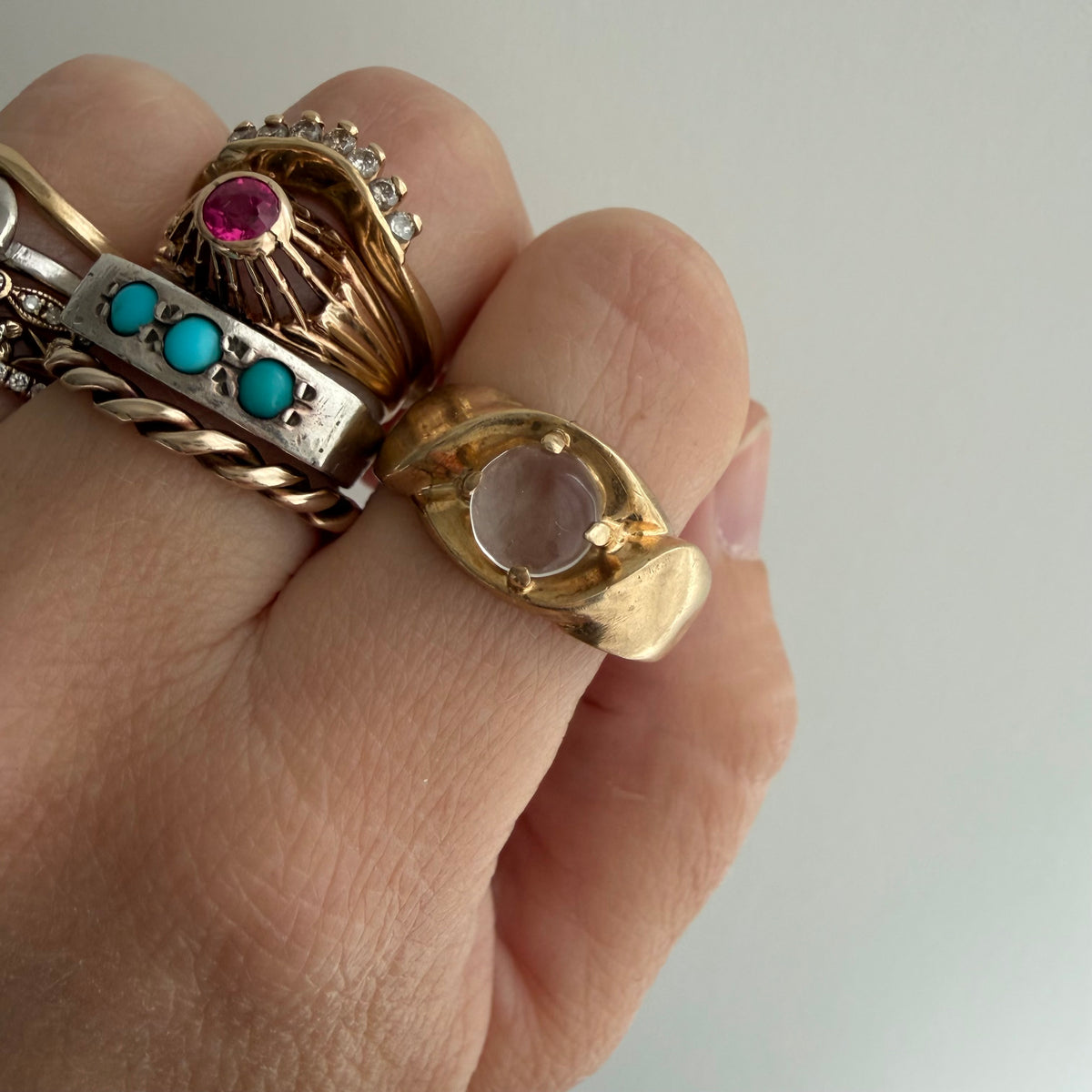reworked V I N T A G E // clear eyed / 10k and clear quartz ring / size 9.75