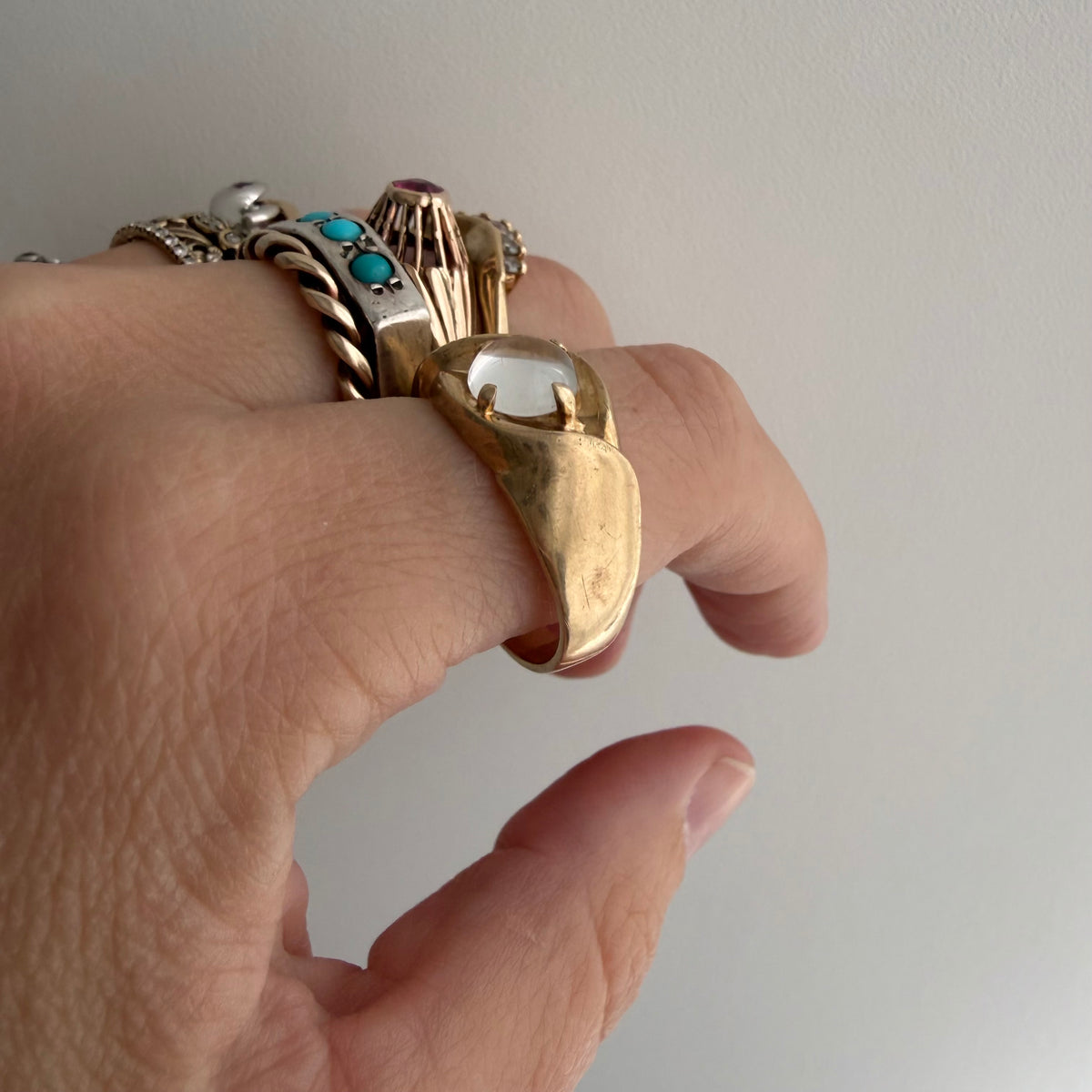reworked V I N T A G E // clear eyed / 10k and clear quartz ring / size 9.75
