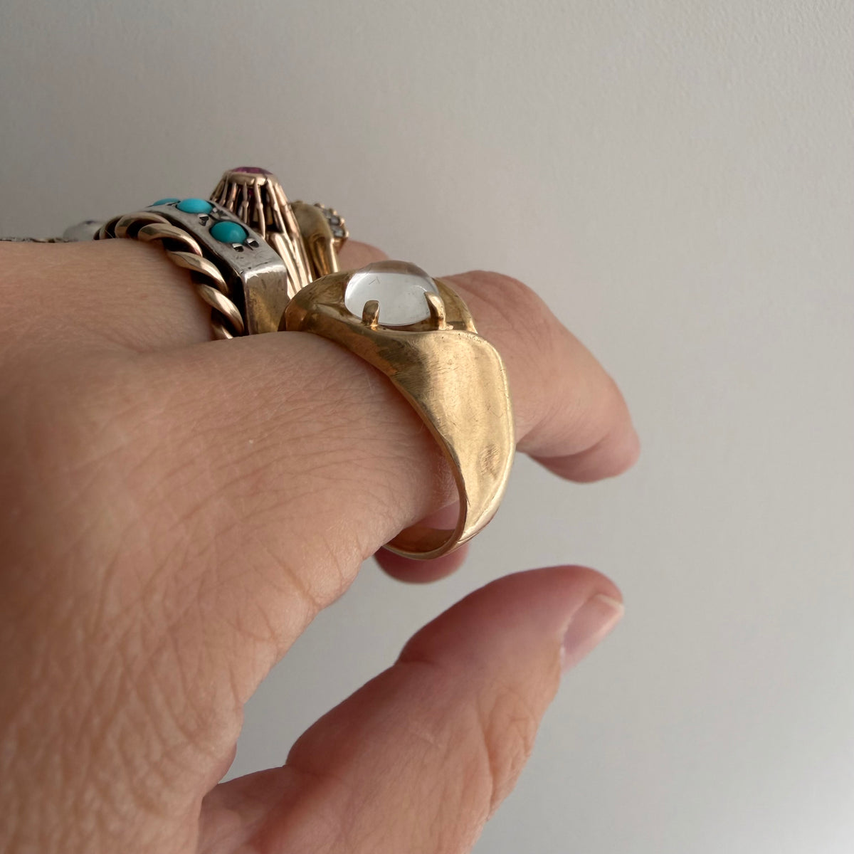 reworked V I N T A G E // clear eyed / 10k and clear quartz ring / size 9.75