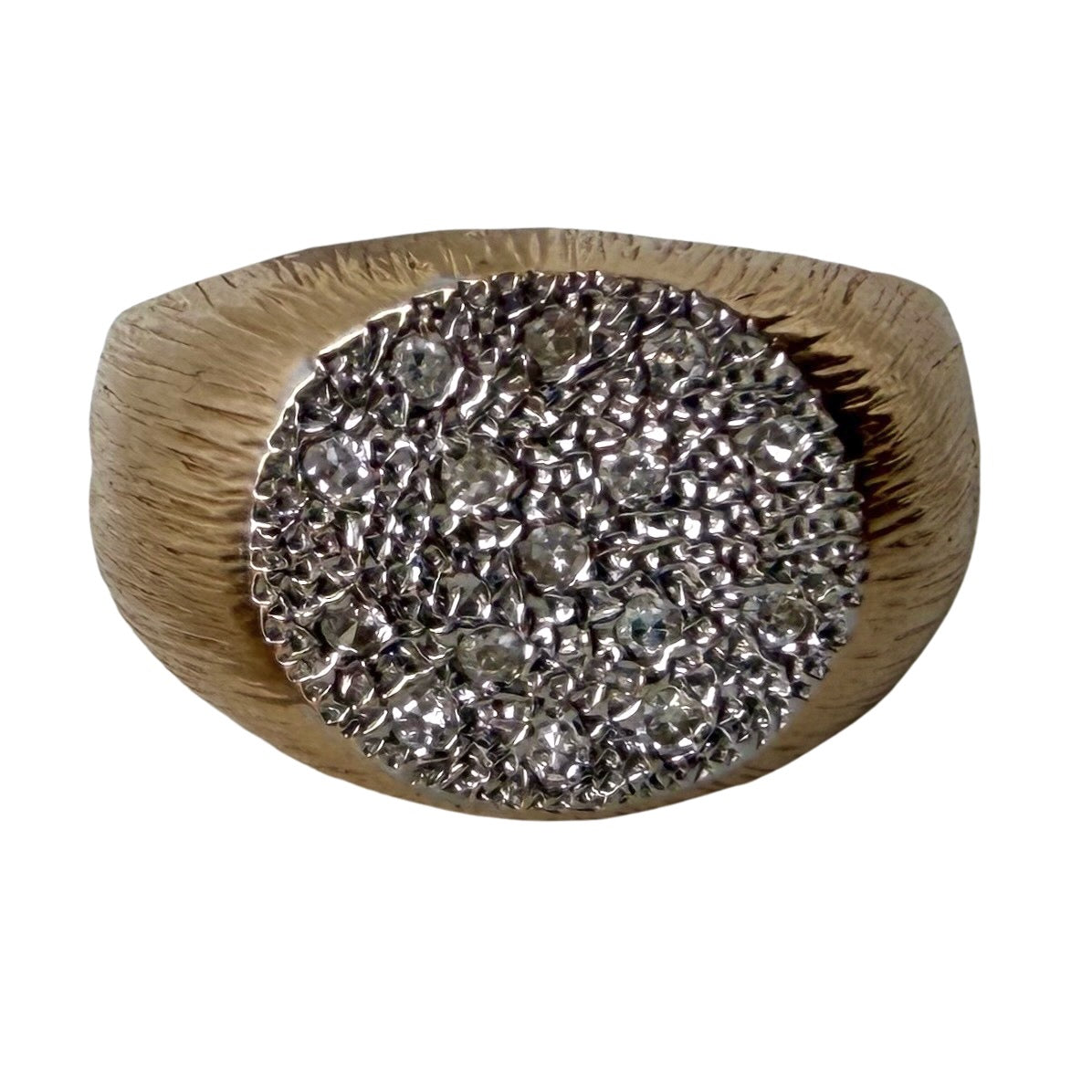 V I N T A G E // la luna / two tone 14k diamond cluster signet / size 7