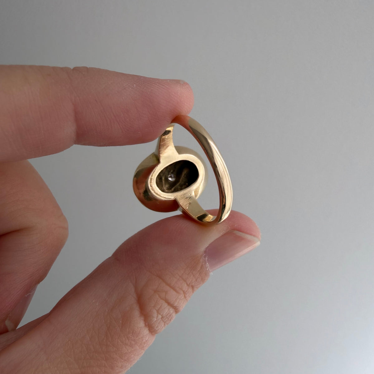 reimagined A N T I Q U E // slither through it / 14k and diamond cufflink conversion ring / size 7.25+