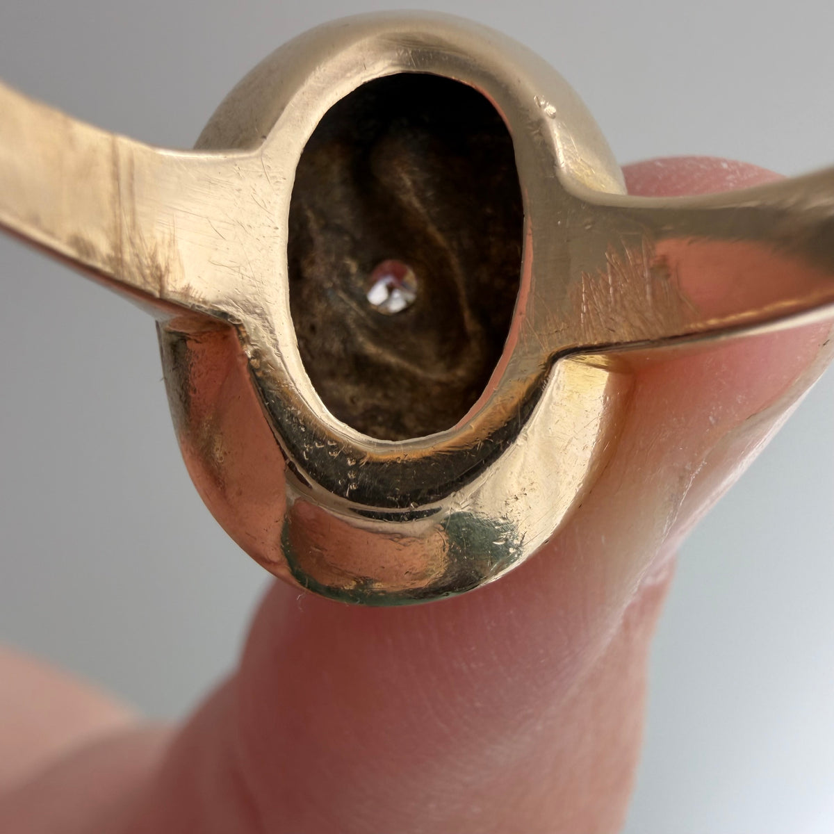 reimagined A N T I Q U E // slither through it / 14k and diamond cufflink conversion ring / size 7.25+