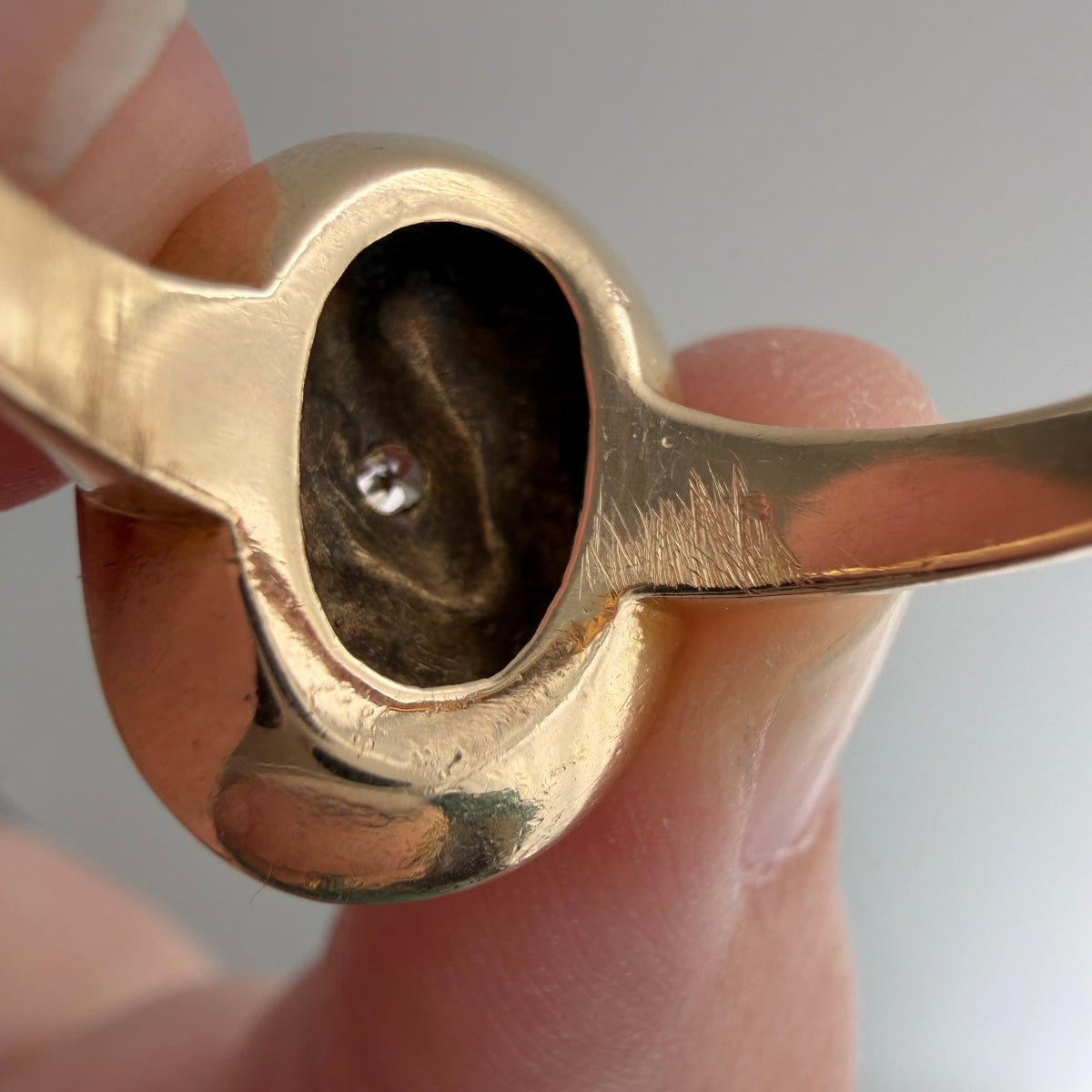 reimagined A N T I Q U E // slither through it / 14k and diamond cufflink conversion ring / size 7.25+