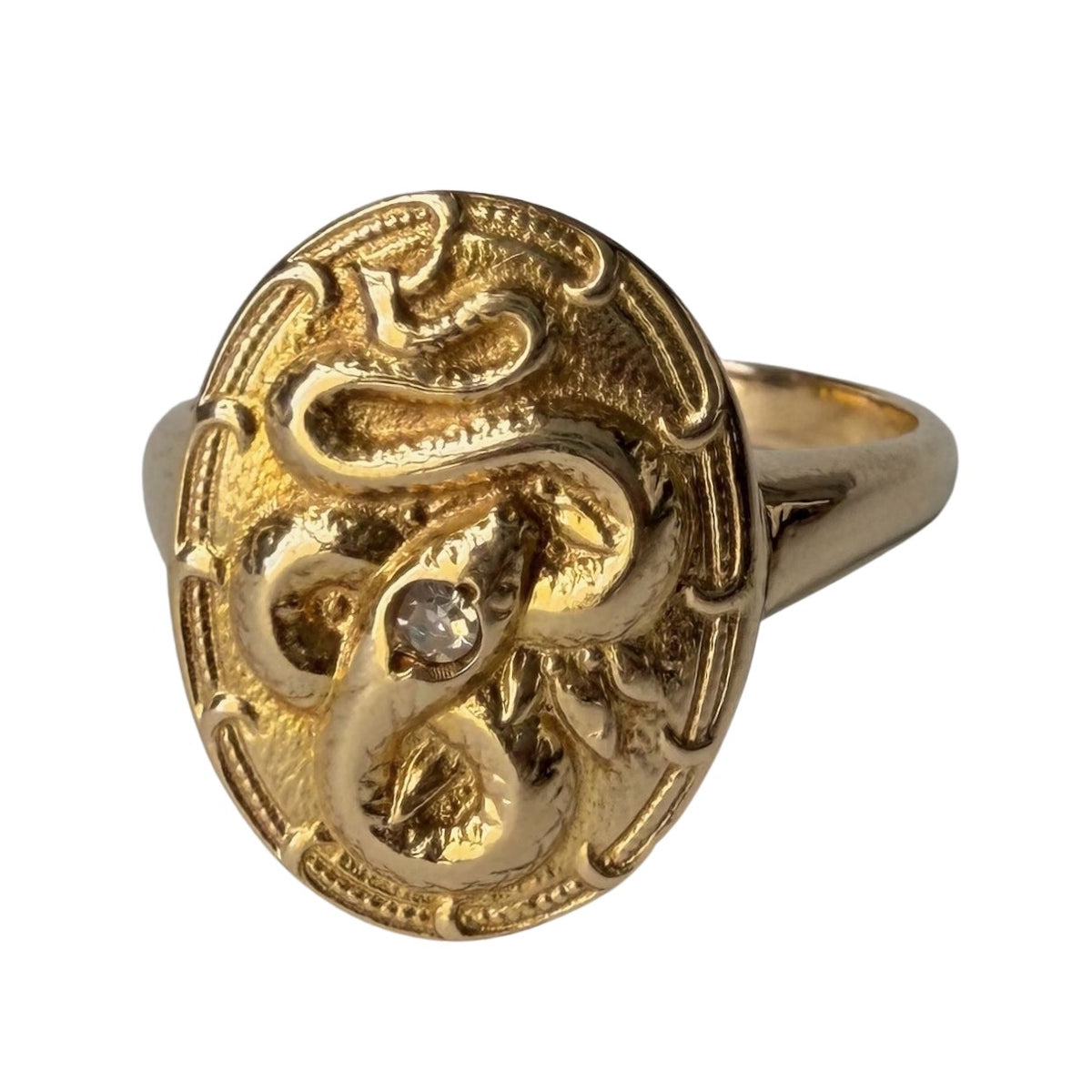 reimagined A N T I Q U E // slither through it / 14k and diamond cufflink conversion ring / size 7.25+