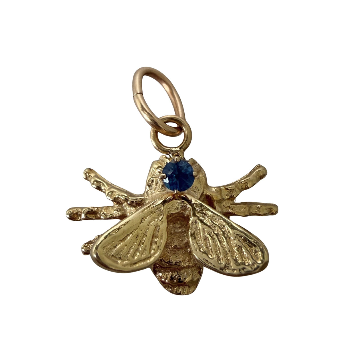 reimagined V I N T A G E // fly on the wall / 14k yellow gold and sapphire fly insect / pin conversion pendant