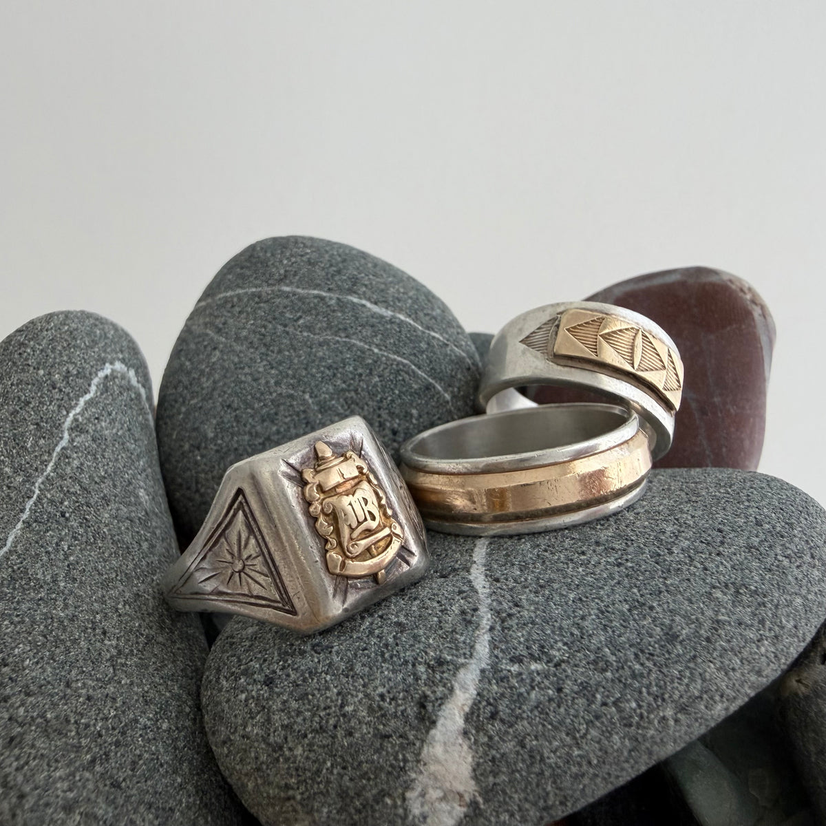LIKE A LIVE // sterling silver rings with karat gold details