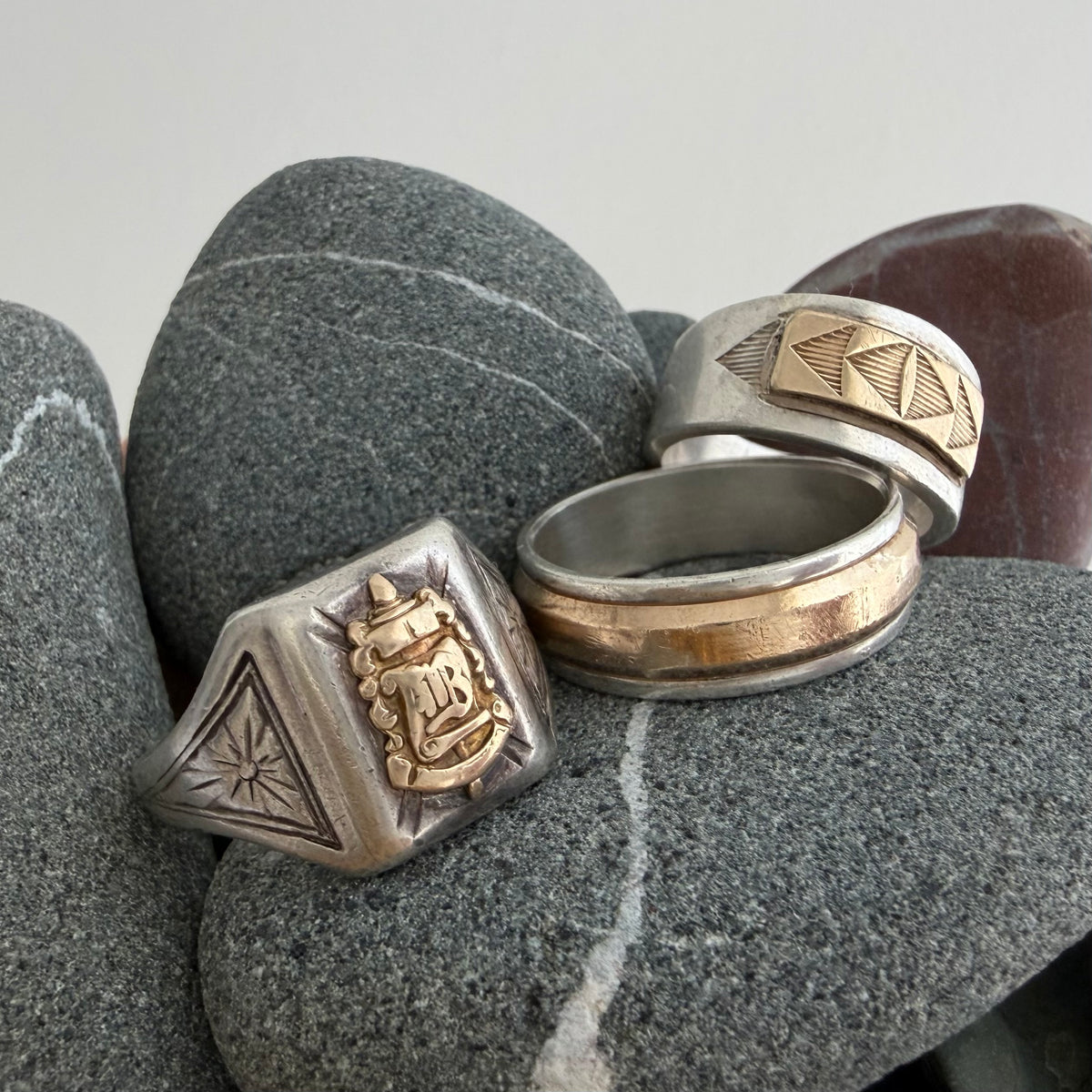 LIKE A LIVE // sterling silver rings with karat gold details