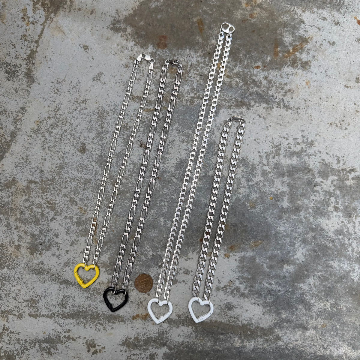 LIKE A LIVE // reworked sterling silver chains with costume carabiner charm holders