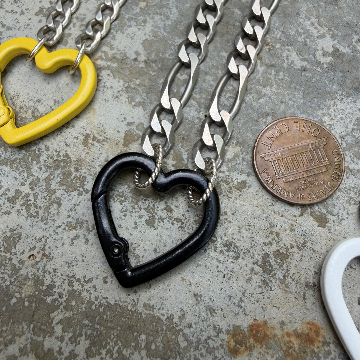 LIKE A LIVE // reworked sterling silver chains with costume carabiner charm holders