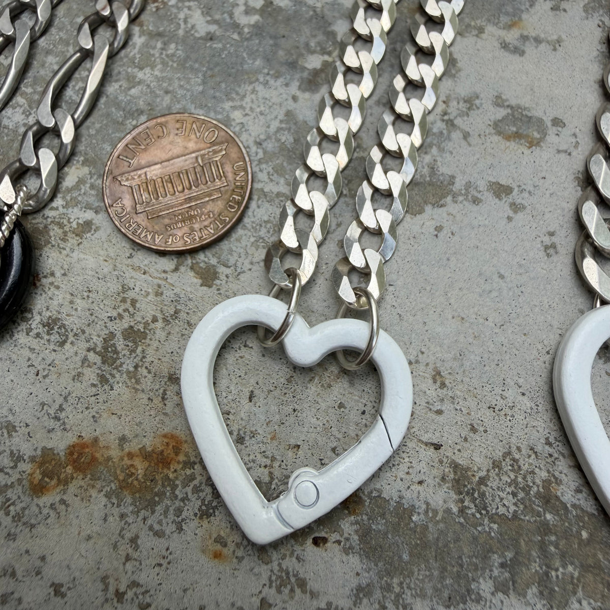 LIKE A LIVE // reworked sterling silver chains with costume carabiner charm holders