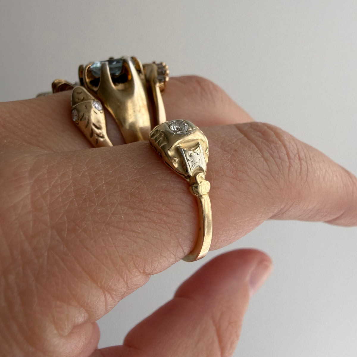 A N T I Q U E // made it this far / two tone 14k and diamond worn solitaire / size 6.5