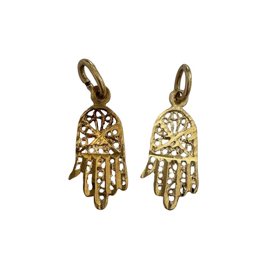 V I N T A G E // powerful palm / 14k yellow gold daisy hamsa / a charm pendant