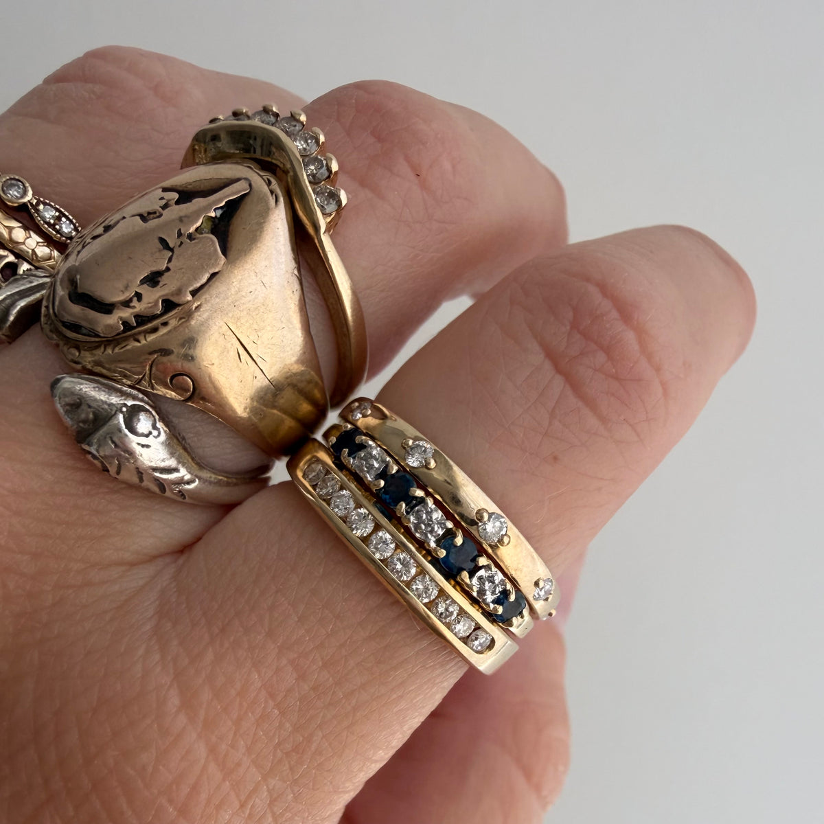 V I N T A G E // decadent sparkle / 14k yellow gold and 10 channel set diamond half eternity band / size 6.75