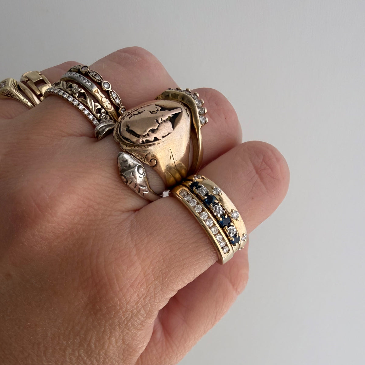 E S T A T E // five in a row / 10k and five diamond half eternity skinny stacking band / size 7