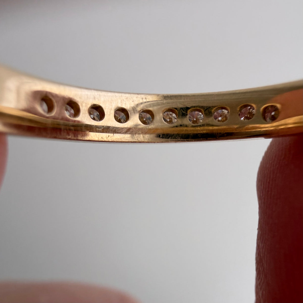 V I N T A G E // decadent sparkle / 14k yellow gold and 10 channel set diamond half eternity band / size 6.75