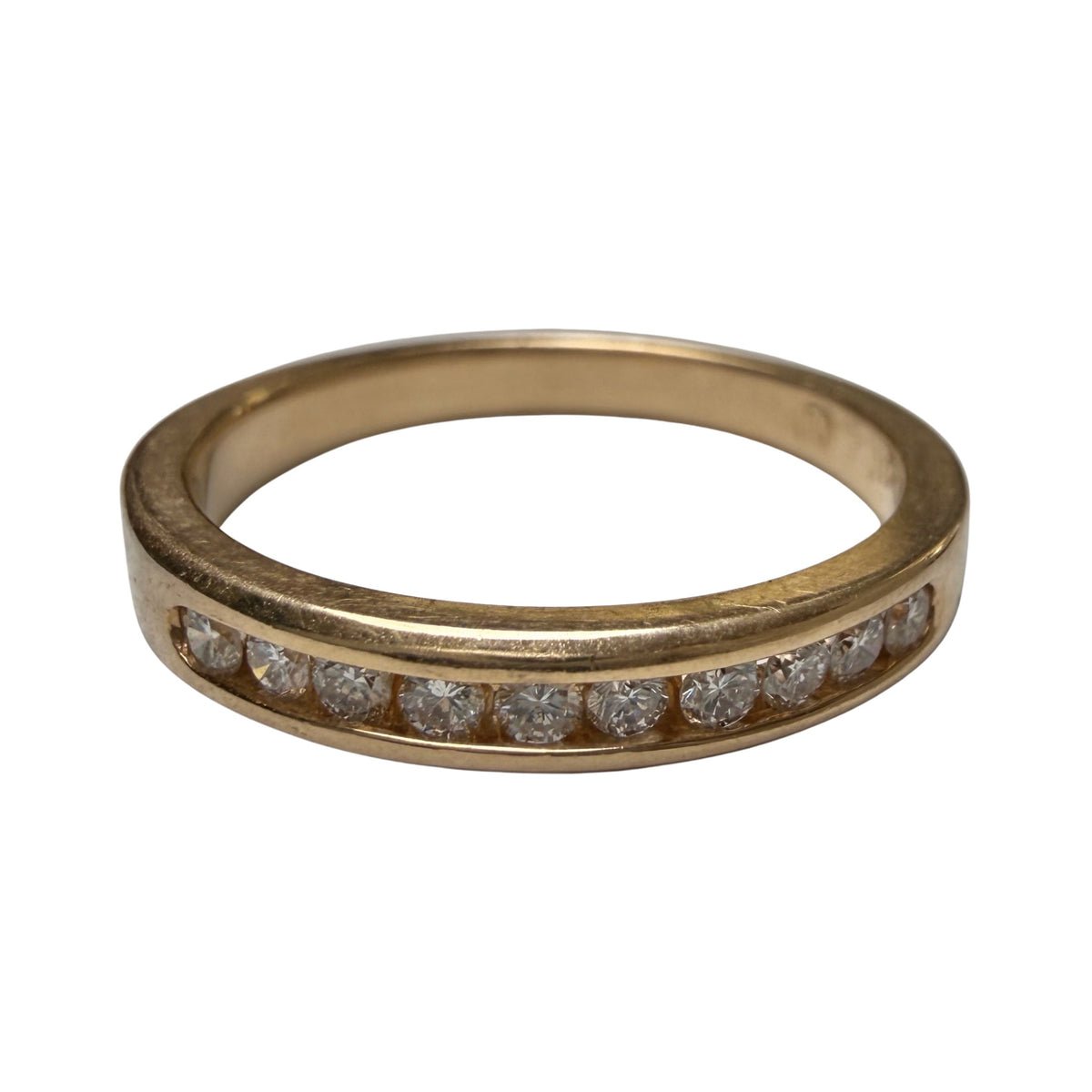 V I N T A G E // decadent sparkle / 14k yellow gold and 10 channel set diamond half eternity band / size 6.75