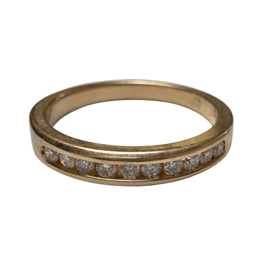 V I N T A G E // decadent sparkle / 14k yellow gold and 10 channel set diamond half eternity band / size 6.75