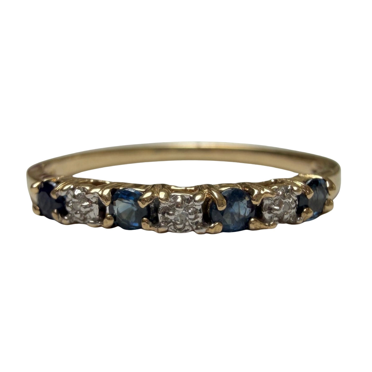 V I N T A G E // diverse blues / 10k half eternity band with topaz and diamonds / size 7.25