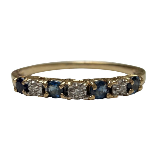 V I N T A G E // diverse blues / 10k half eternity band with topaz and diamonds / size 7.25