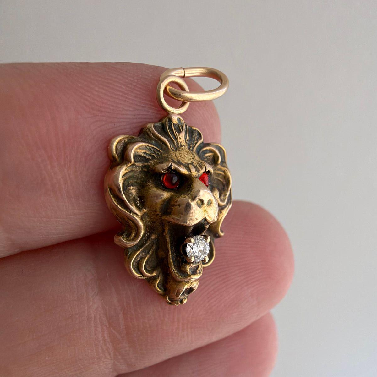 reimagined A N T I Q U E // victorian roar / 10k rosy gold + diamond gargoyle lion face / a cufflink conversion pendant