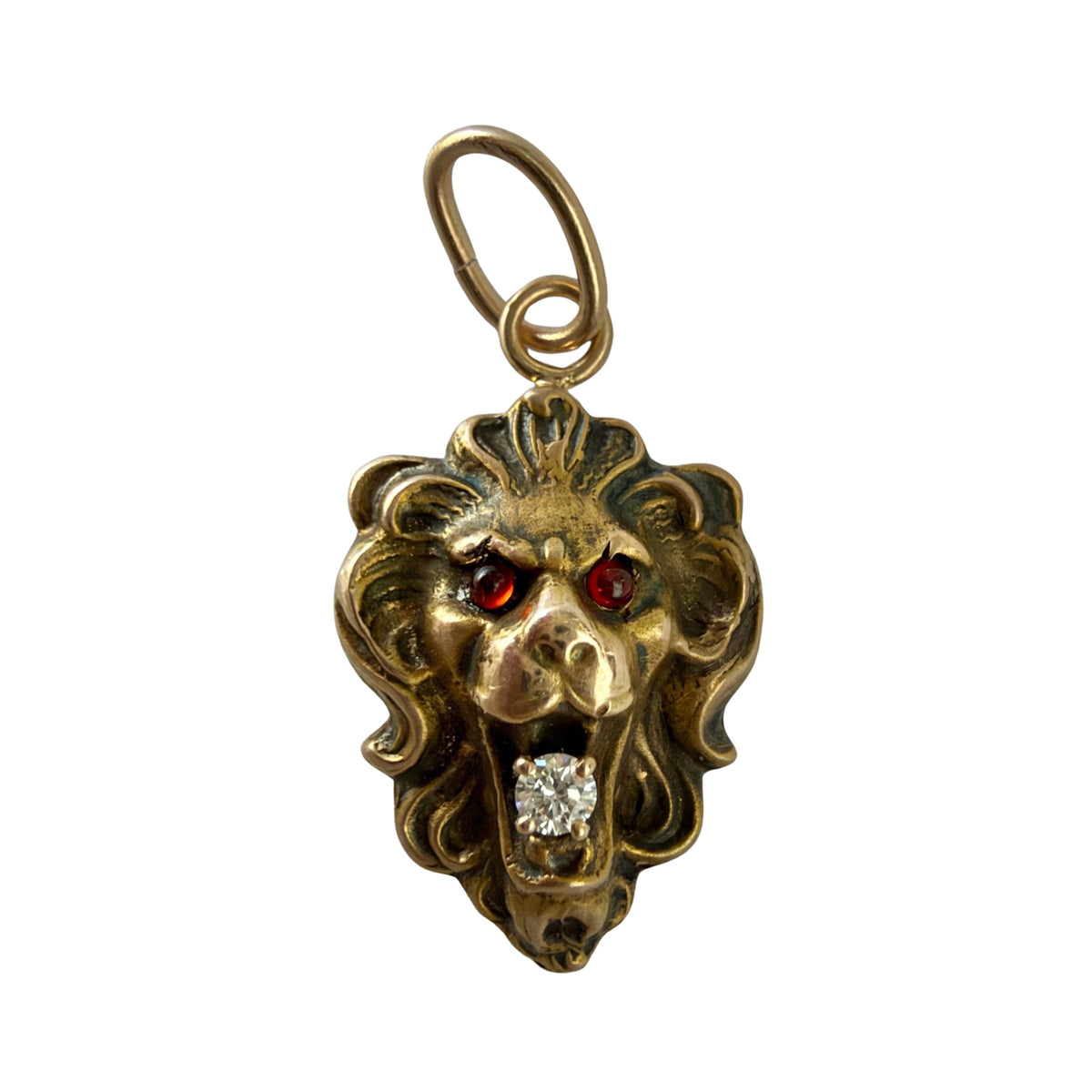 reimagined A N T I Q U E // victorian roar / 10k rosy gold + diamond gargoyle lion face / a cufflink conversion pendant