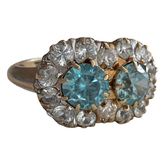 V I N T A G E // tois and mois blooms / 10k + topaz + spinel + one CZ floral ring / size 5.5