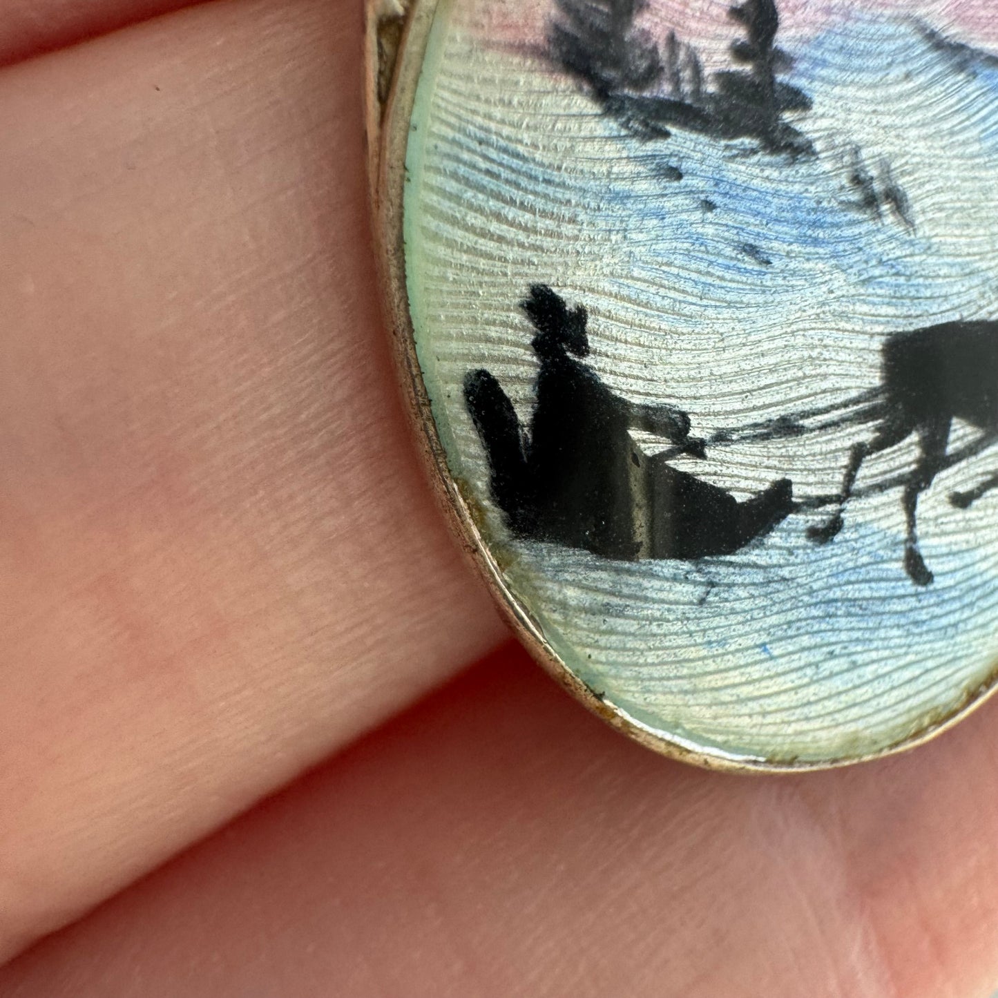 V I N T A G E // winter wonderland / sterling silver and enamel winter scene / a pendant