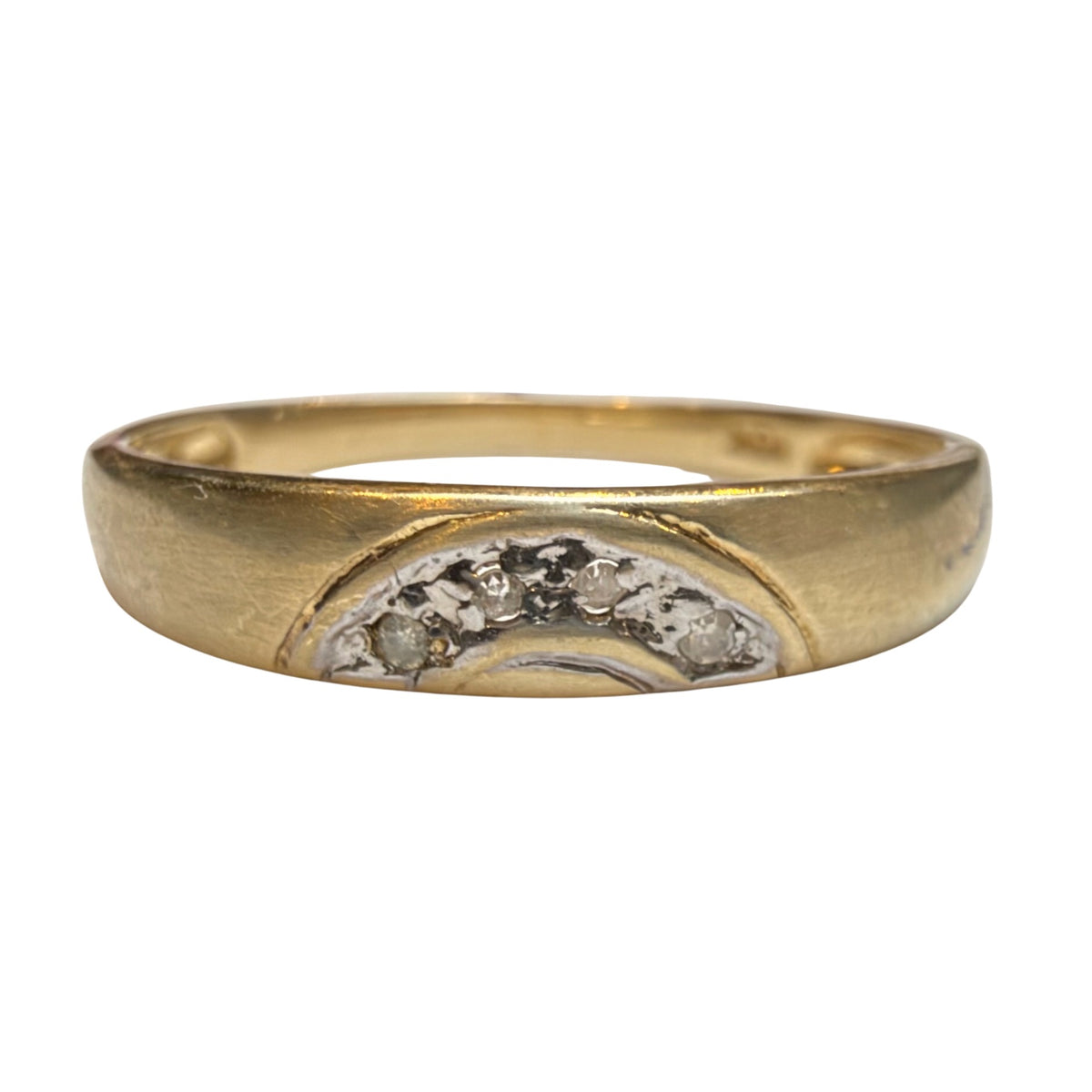 V I N T A G E // messy rainbow / 10k yellow gold and diamond tapered band / size 7+