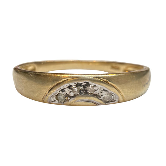 V I N T A G E // messy rainbow / 10k yellow gold and diamond tapered band / size 7+