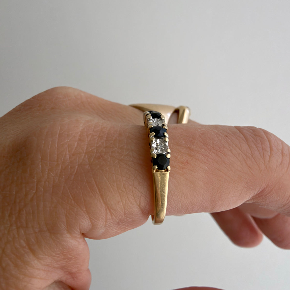 V I N T A G E // 5pm in November / 10k half eternity band with topaz and diamonds / size 8.75