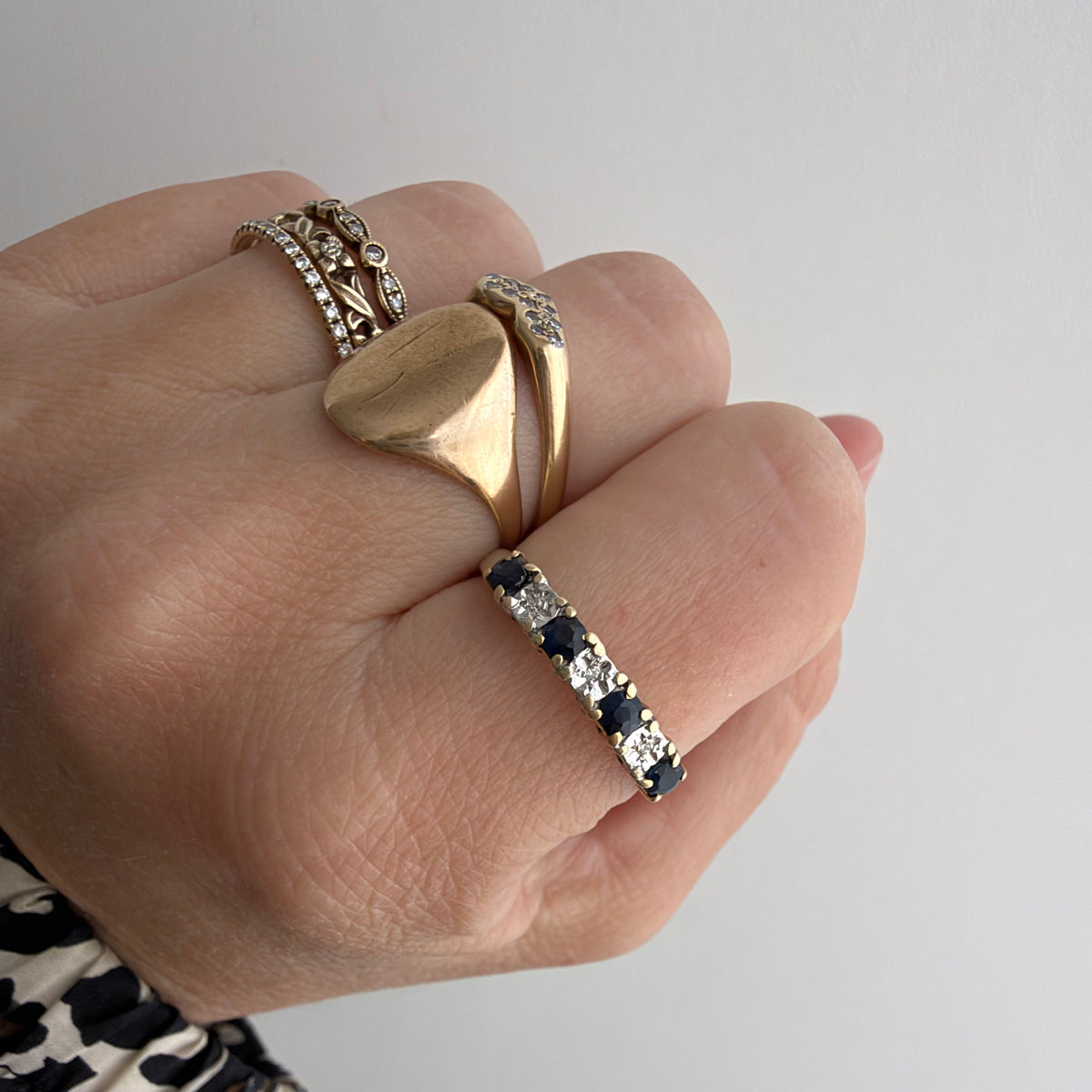 V I N T A G E // 5pm in November / 10k half eternity band with topaz and diamonds / size 8.75