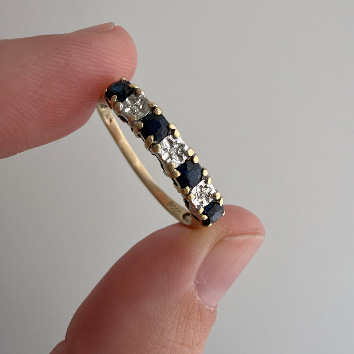 V I N T A G E // 5pm in November / 10k half eternity band with topaz and diamonds / size 8.75