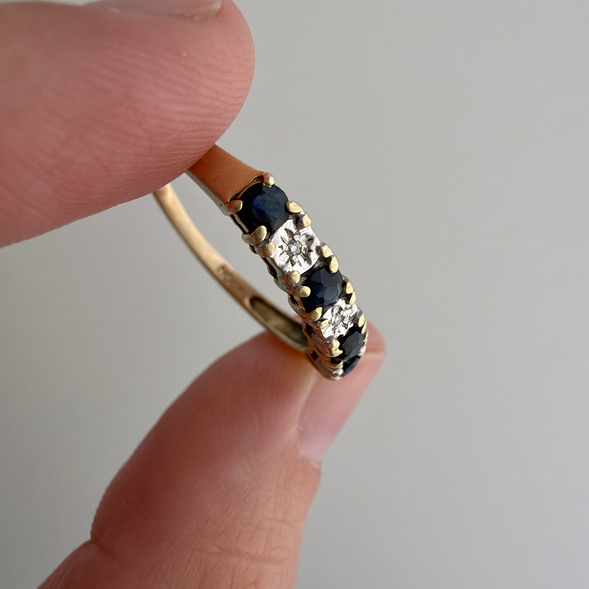 V I N T A G E // 5pm in November / 10k half eternity band with topaz and diamonds / size 8.75