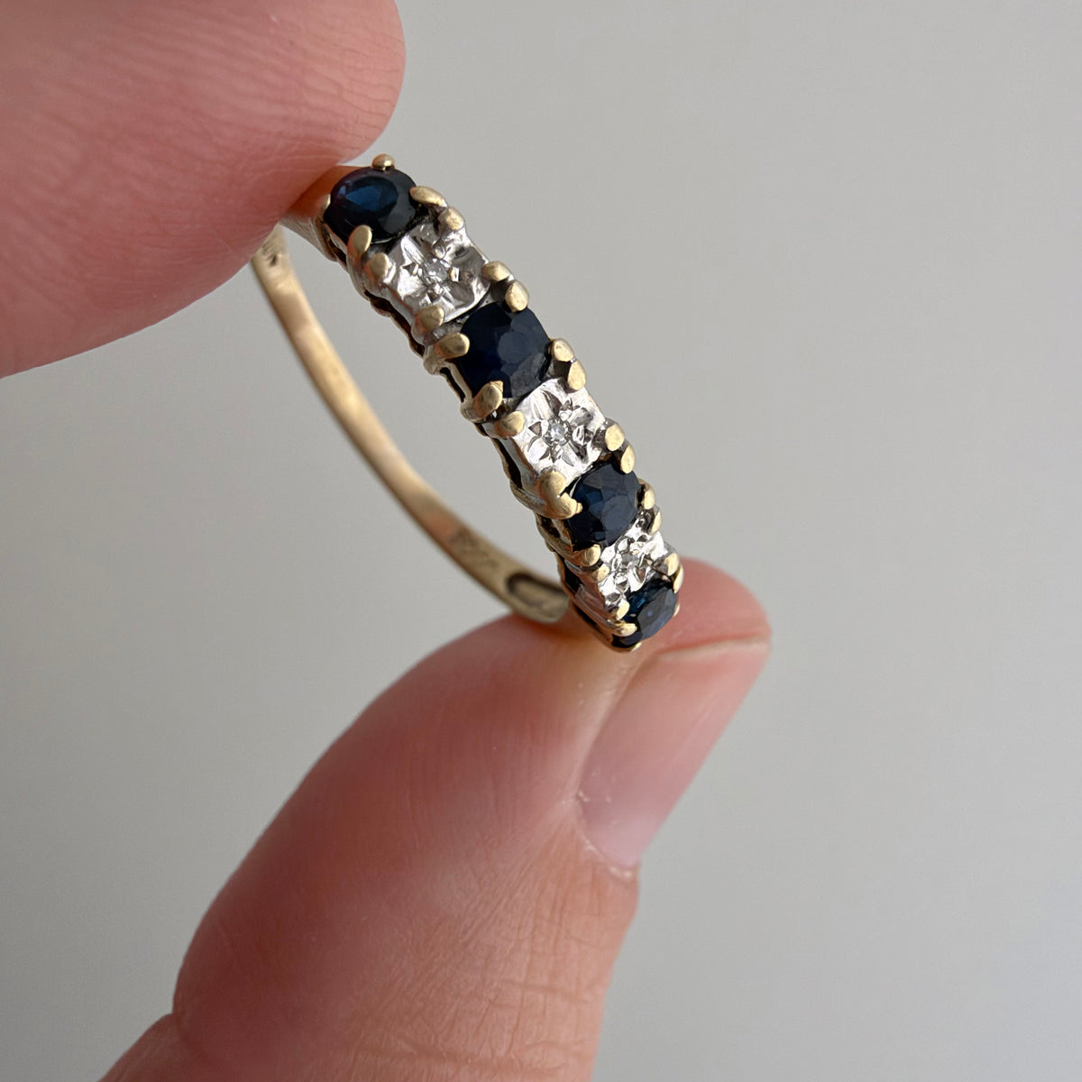 V I N T A G E // 5pm in November / 10k half eternity band with topaz and diamonds / size 8.75
