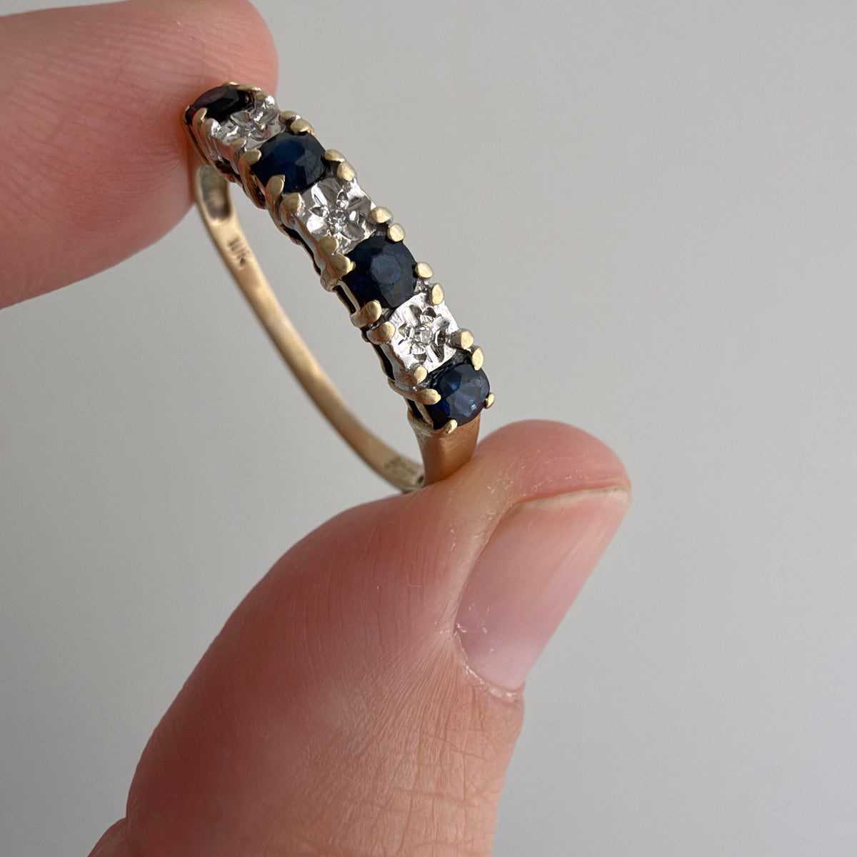 V I N T A G E // 5pm in November / 10k half eternity band with topaz and diamonds / size 8.75