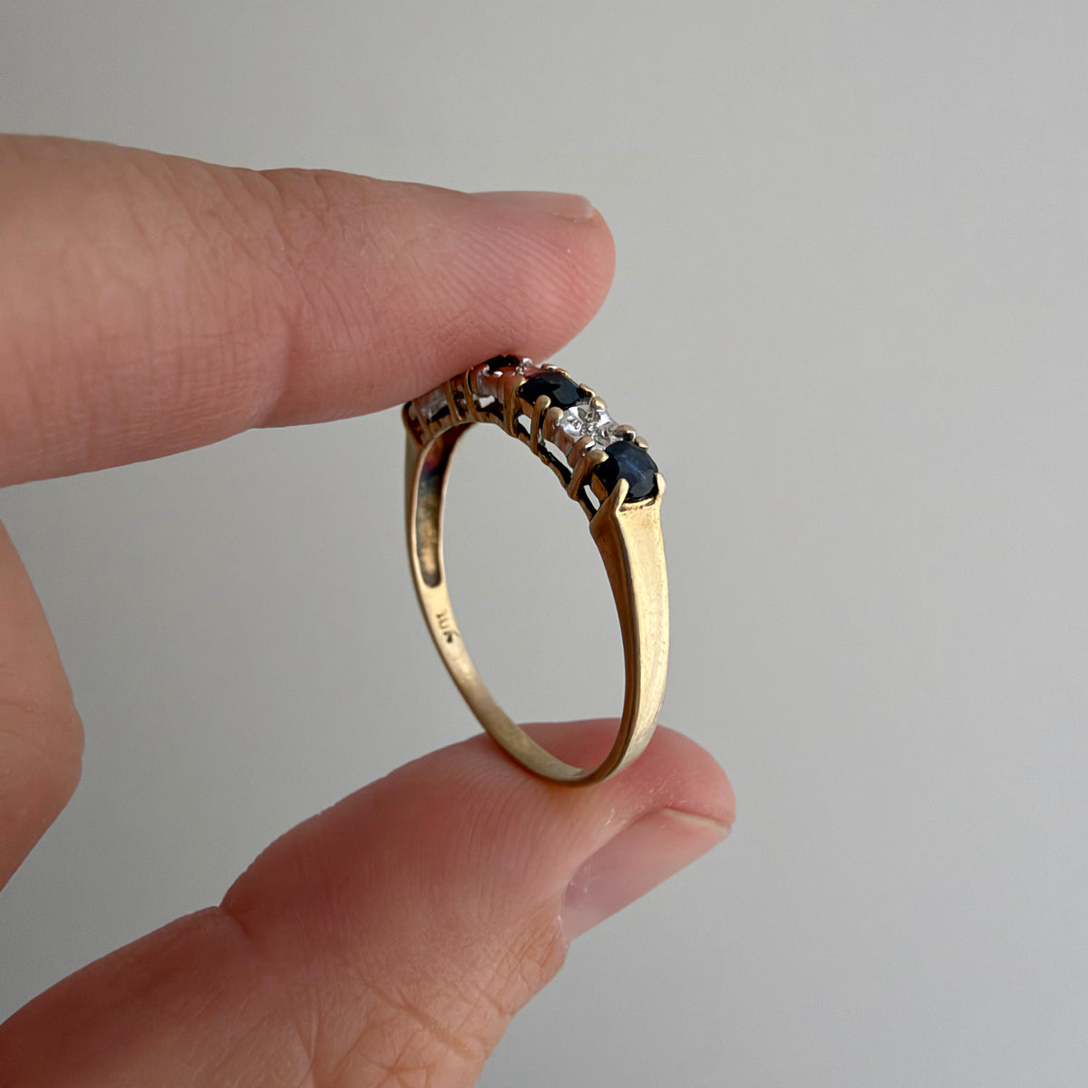V I N T A G E // 5pm in November / 10k half eternity band with topaz and diamonds / size 8.75