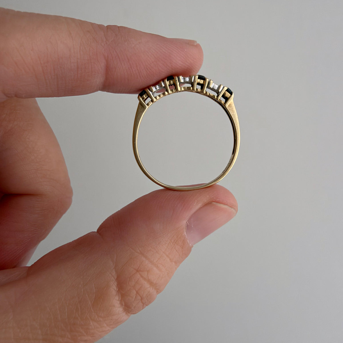 V I N T A G E // 5pm in November / 10k half eternity band with topaz and diamonds / size 8.75