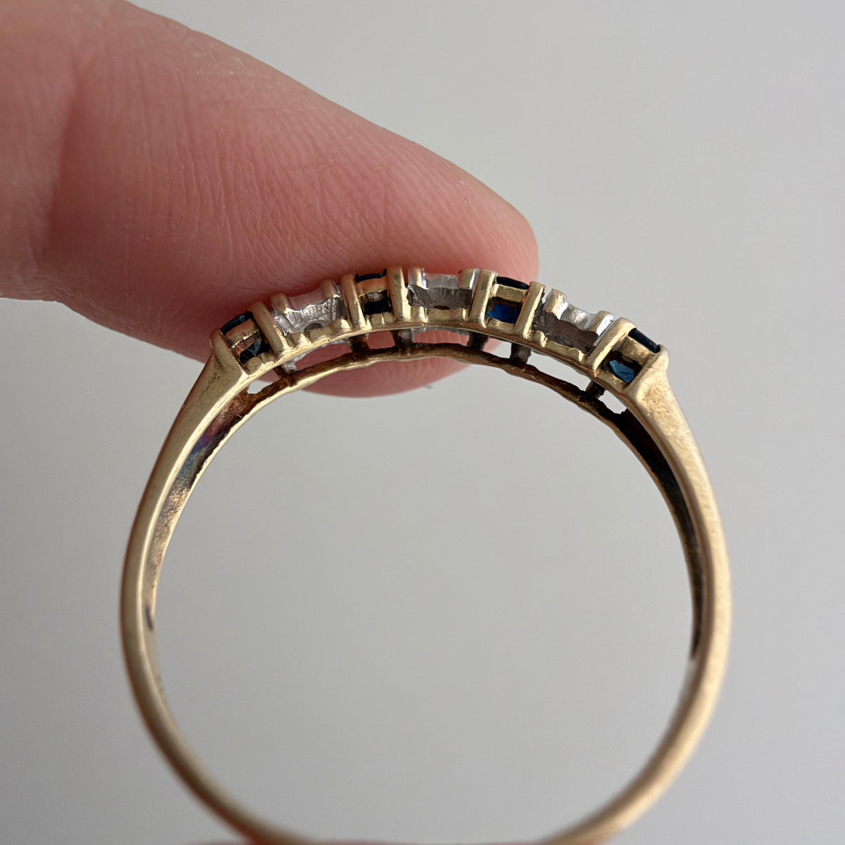 V I N T A G E // 5pm in November / 10k half eternity band with topaz and diamonds / size 8.75