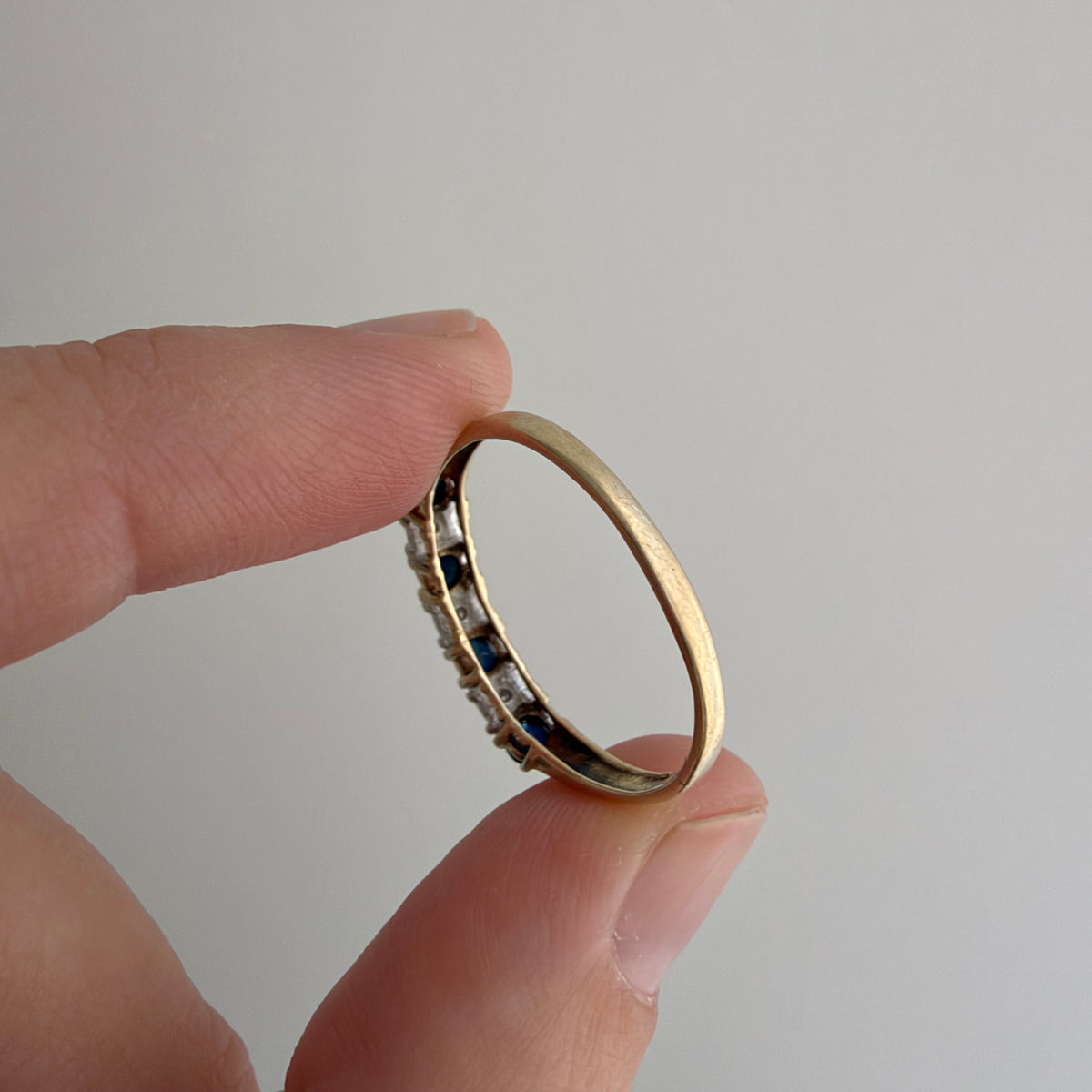 V I N T A G E // 5pm in November / 10k half eternity band with topaz and diamonds / size 8.75