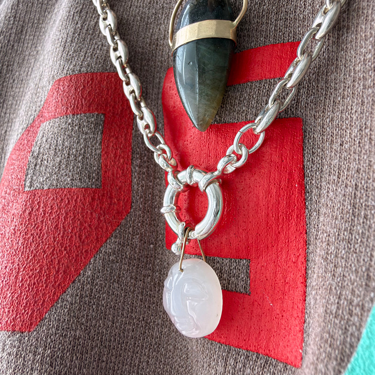 N E W // moon mood / carved white moonstone + 14k hammered pinch bail / a pendant